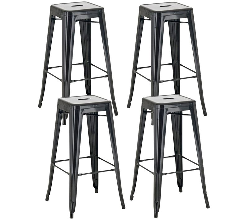 Lot De 4 Tabourets De Bar En Métal Empilables Joshua Noir