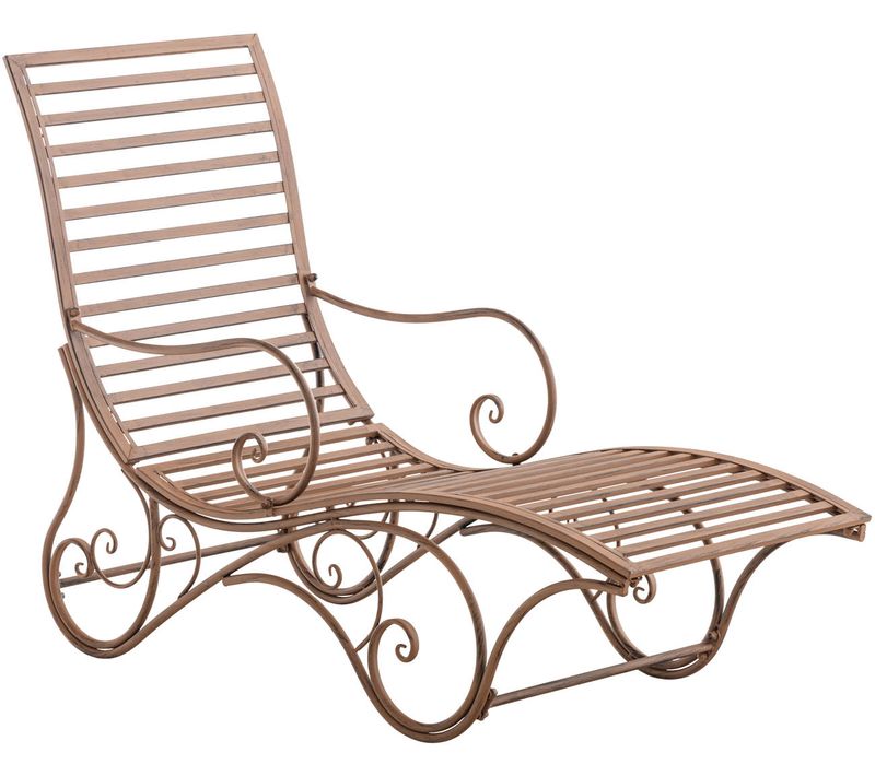 Chaise Longue Pour Jardin Amiens En Fer Forgé Marron Antique