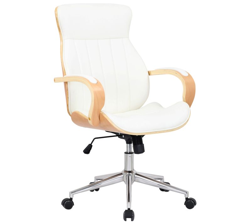 Fauteuil De Bureau Melilla En Similicuir Nature / Blanc
