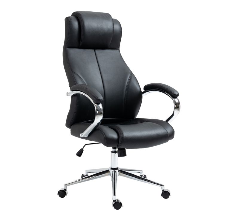 Fauteuil De Bureau Salford En Véritable Cuir Ajustable Et Pivotant Noir