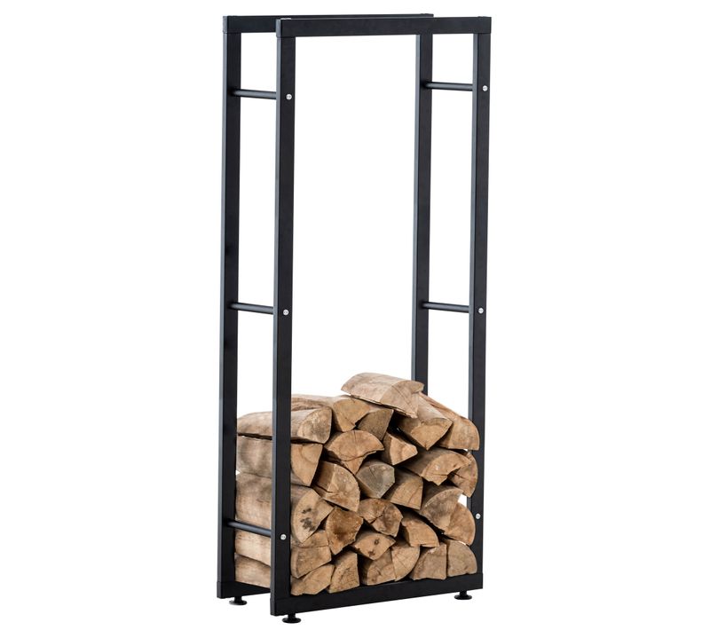 Porte-bûches Pour Bois De Cheminée Keri V2 Noir /25x60x125 Cm