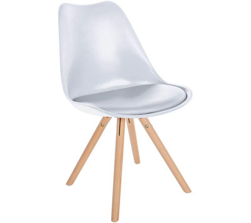 Chaise De Salle À Manger Sofia En Plastique Et Similicuir Pieds En Bois Blanc /nature (rond)