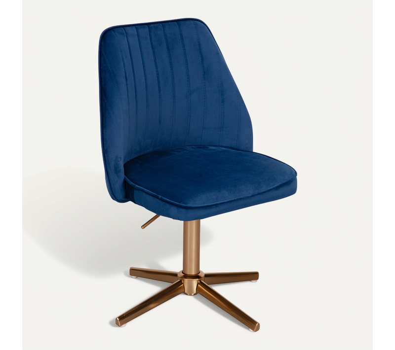 Chaise De Bureau Velours Chaise Pivotante Avec Dossier Bleu