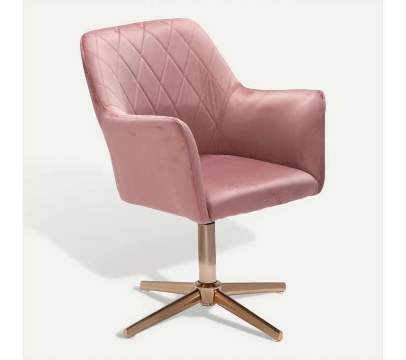 Chaise De Bureau Design Velours Chaise Pivotante Avec Dossier Rose