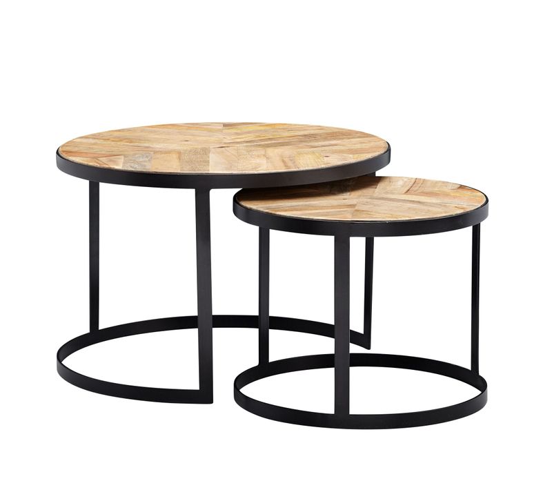Tables Gigogne Bois Massif Ronde Table D'appoint Lot De 2 Table Basse