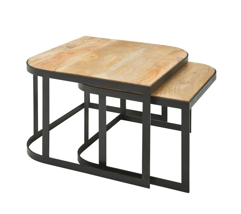 Table Basse De Salon Lot De 2 Table De Canapé Bois Metal Industriel