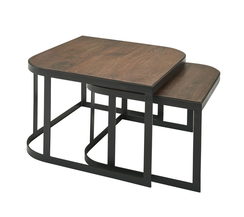 Table Basse De Salon Lot De 2 Table De Canapé Bois Metal Industriel