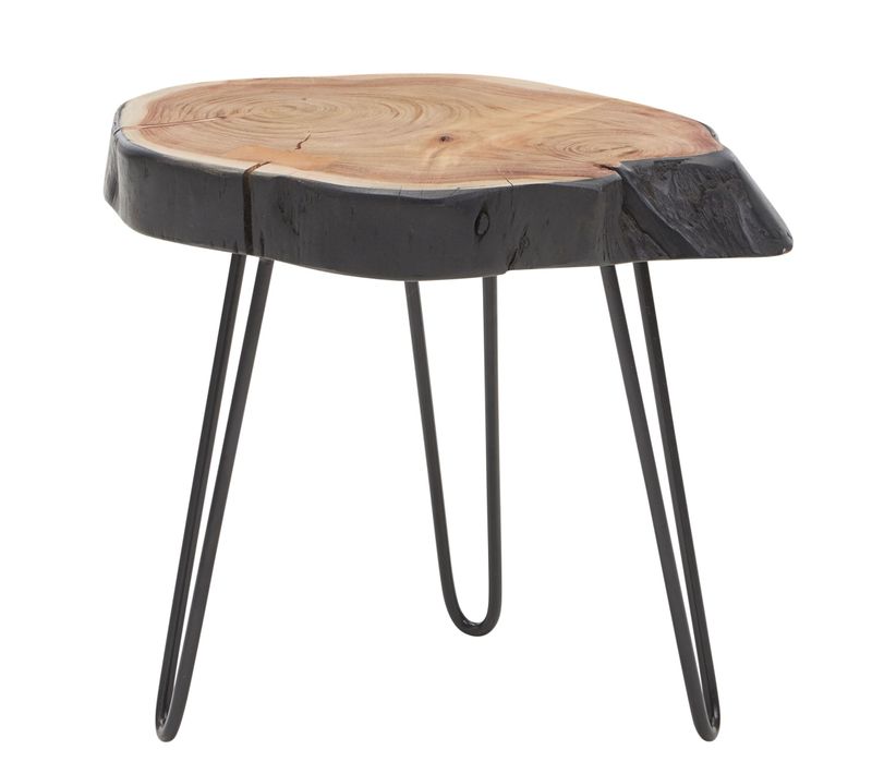 Table D'appoint En Bois Massif Et Metal 40x40x32cm Table Basse De Salon