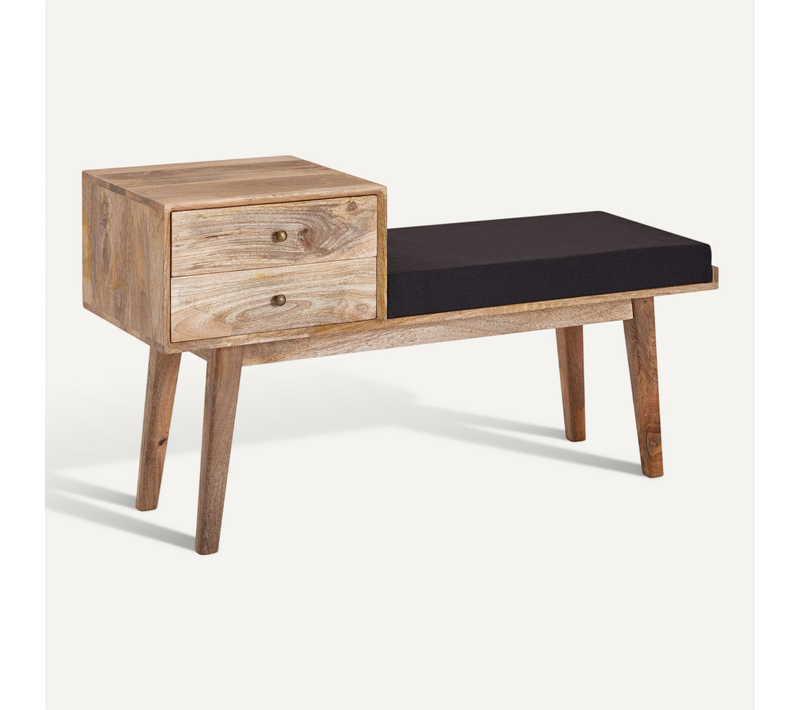 Banc En Tissu 120 Cm Bois Massif Rembourré Banc Banquette Couloir Espace