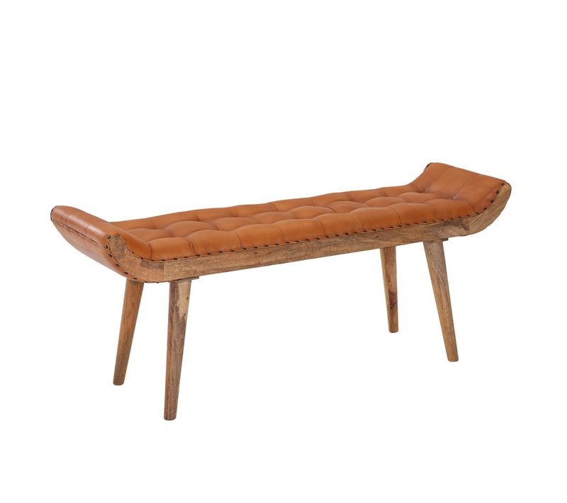 Banc D'entrée Chesterfield Banc Rembourré En Cuir Véritable Banc 125x50x38 Cm