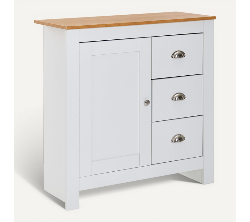 Commode Blanc / Chêne 79x81x35 Cm À Tiroirs