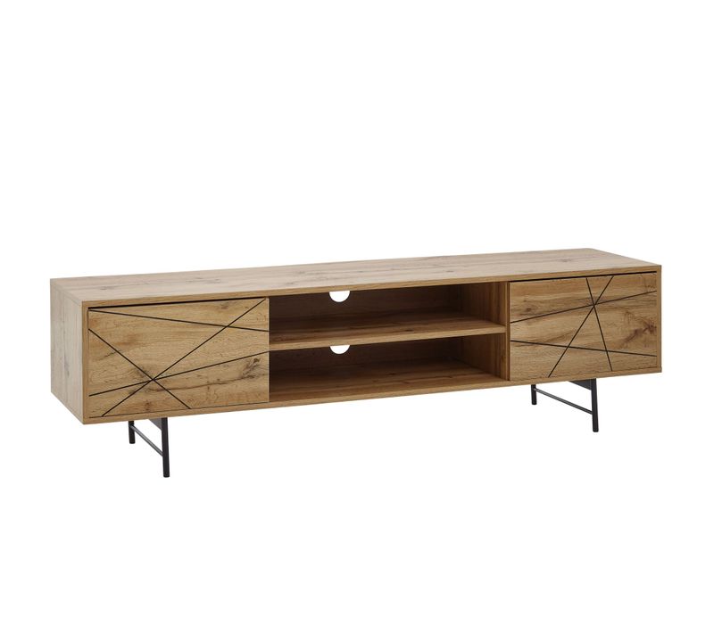 Meuble TV 160x45x40 Cm Bois Décor Chêne Lowboard Panneau De Télévision