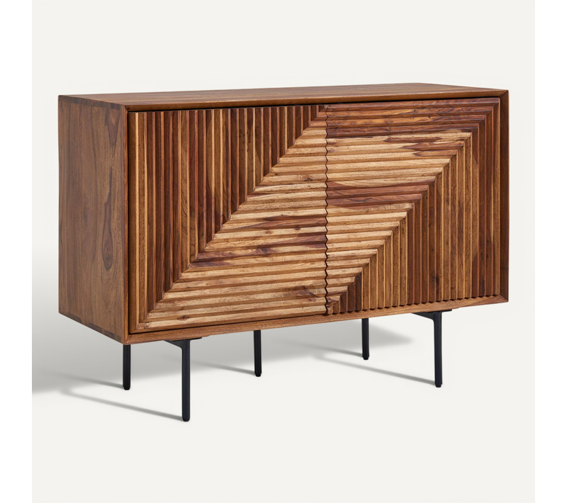 Buffet 100 Cm Bois Massif Sheesham Commode Portes Armoire Moderne