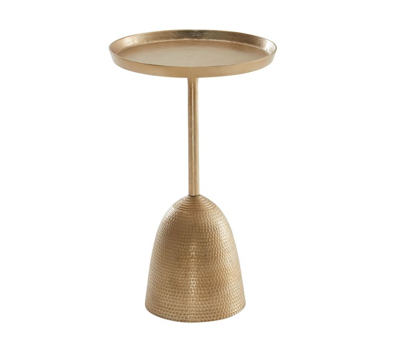 Table D'appoint Aluminium D. 33 Cm Petite Table De Salon Ronde Or Métal