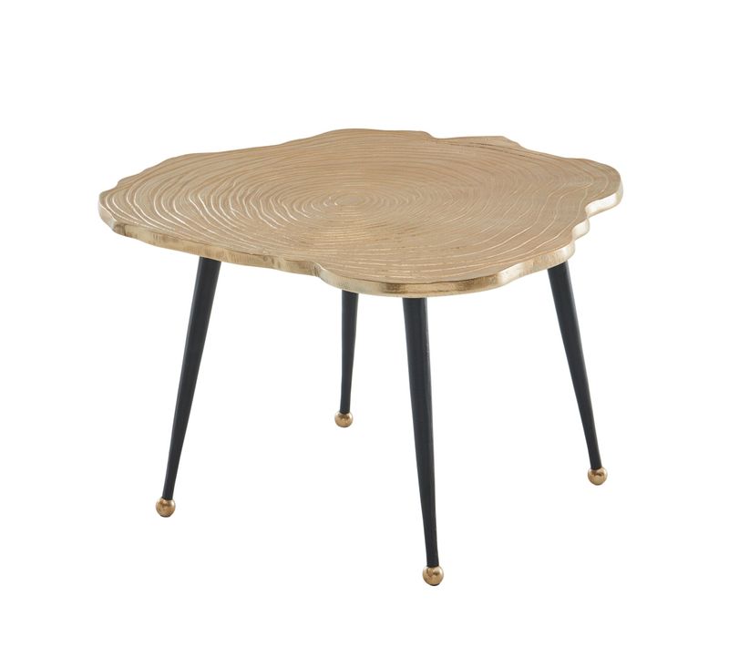 Table Basse Métal 64x64x37 Cm Or Petite Table De Salon Disque D'arbre