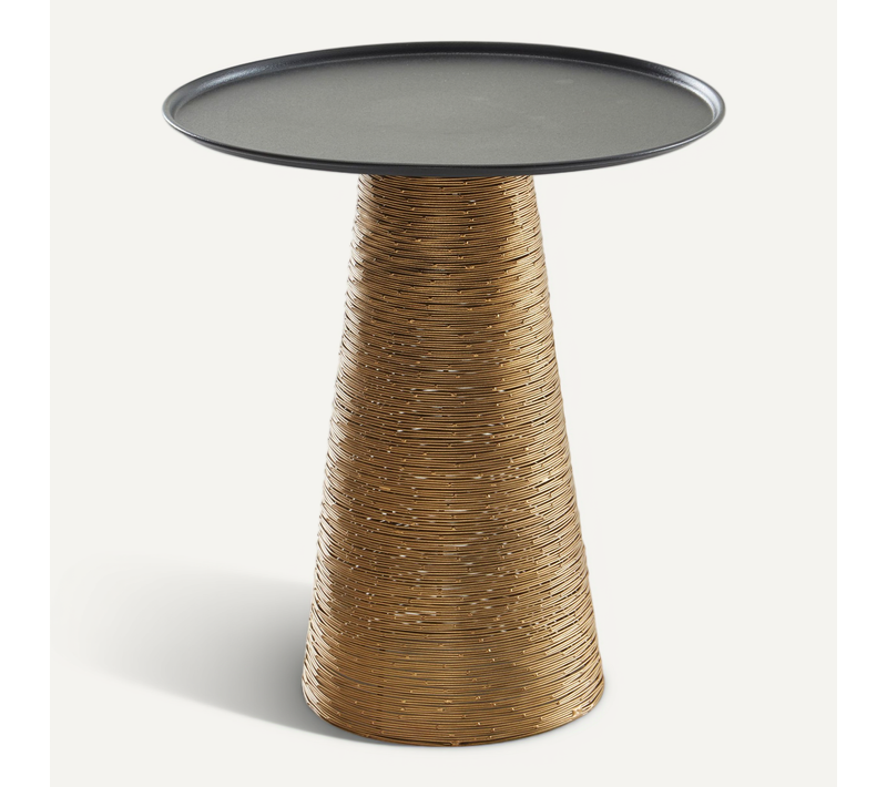 Table D'appoint Aluminium D. 40 Cm Petite Table De Salon Ronde Métal Or