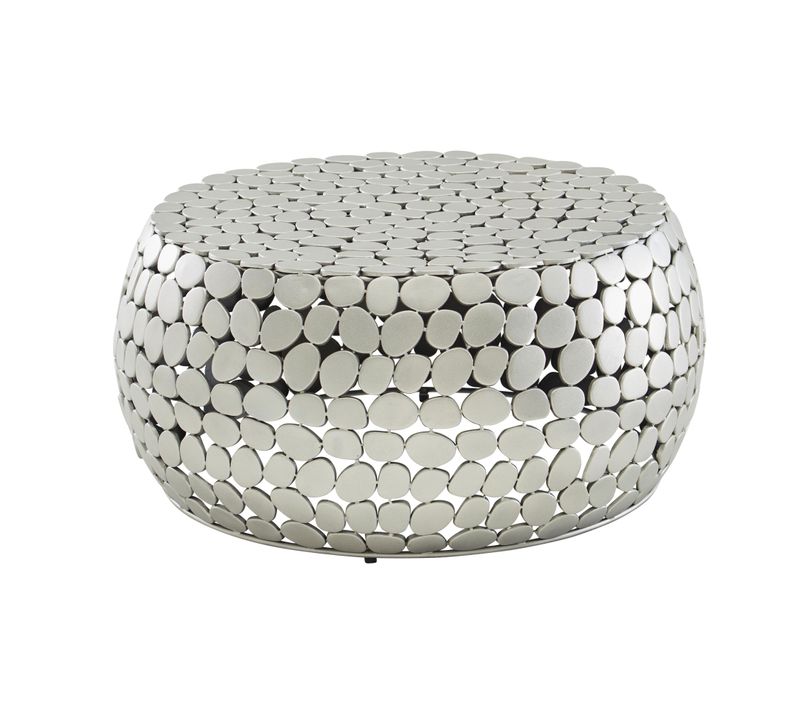 Table Basse Ronde Métal 66x66x32 Cm Petite Table De Salon Moderne Argent