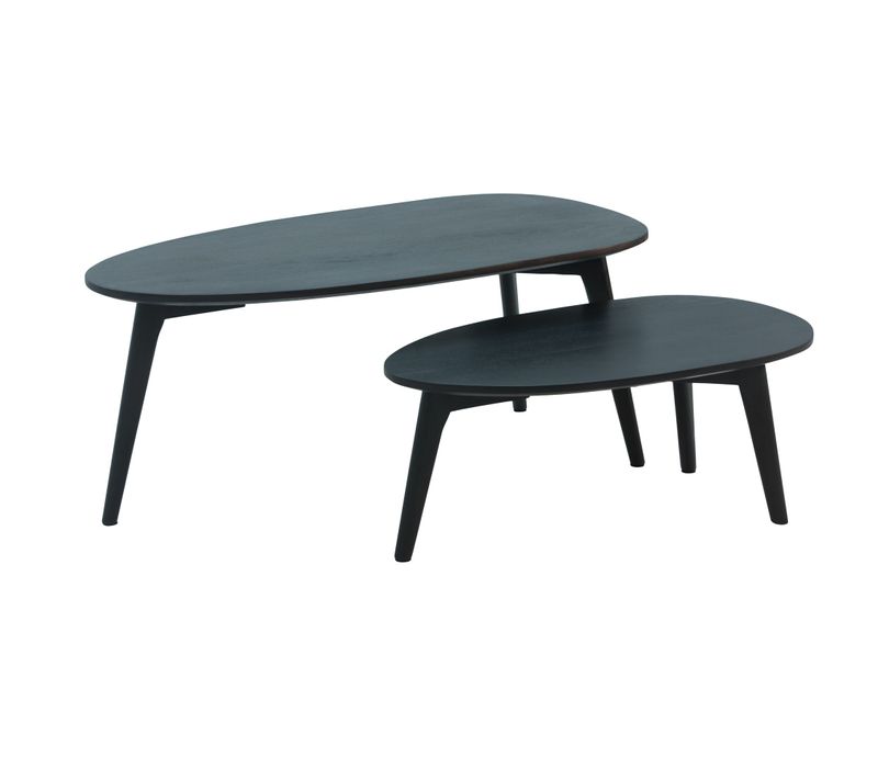 Tables Gigognes Bois Massif Table D'appoint Basse Moderne Lot De 2 Noir