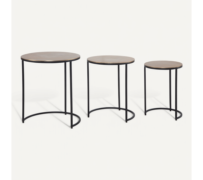 Table D'appoint Lot De 3 Petite Table Basse De Salon Métal Moderne Or