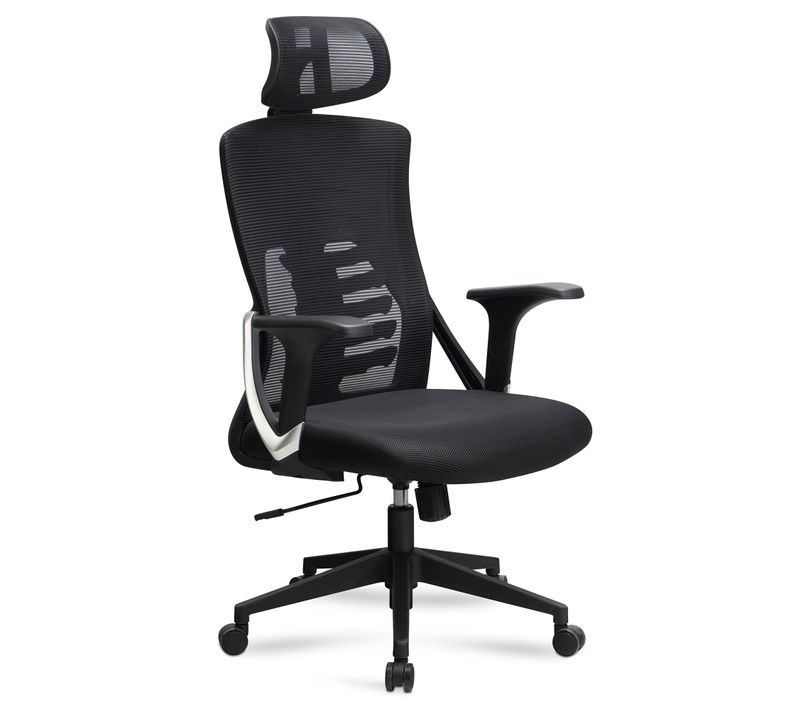 Chaise De Bureau Tissu Noir Fauteuil Ergonomique Siège Pivotante 120 Kg