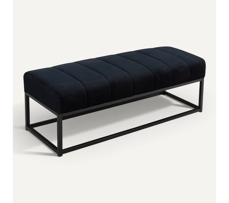 Banc 108 Cm Velours Rembourré Banc Banquette Moderne Couloir Métal