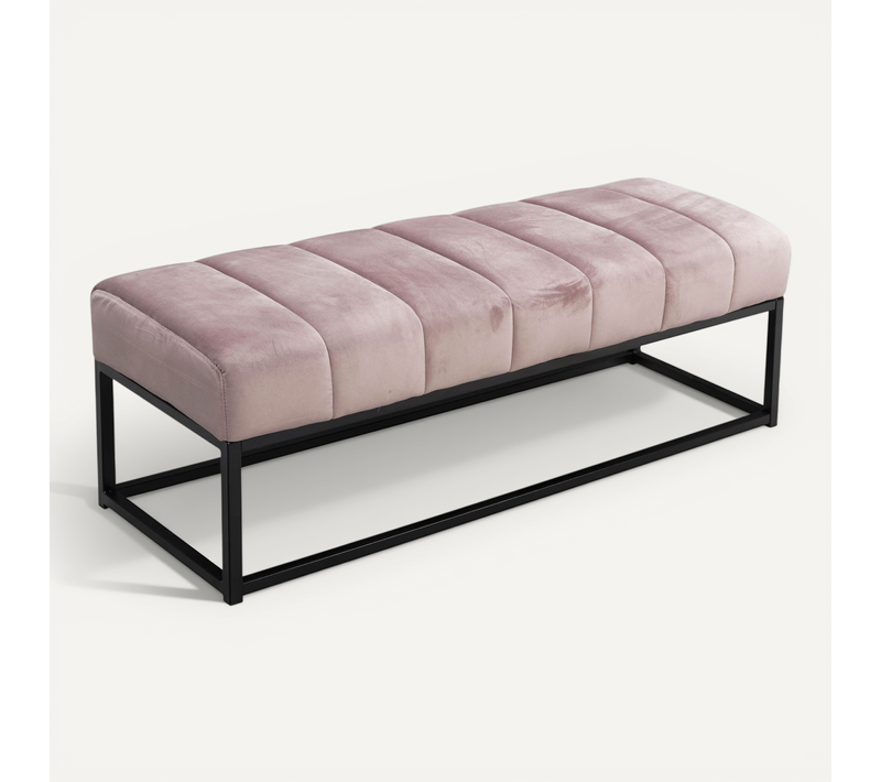 Banc 108 Cm Velours Rembourré Banc Banquette Moderne Couloir Métal