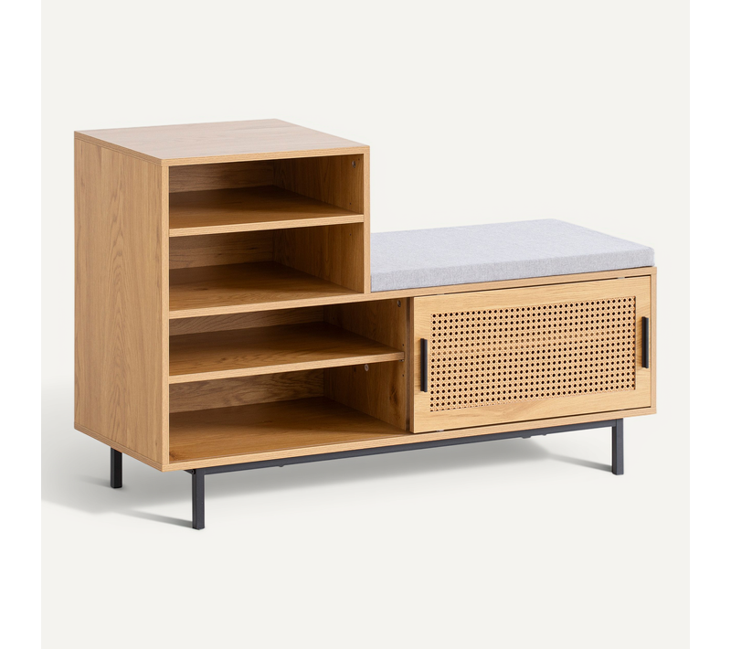 Banc De Rangement à Chaussure Entrée 120 Cm Étagère à Chaussures Chêne