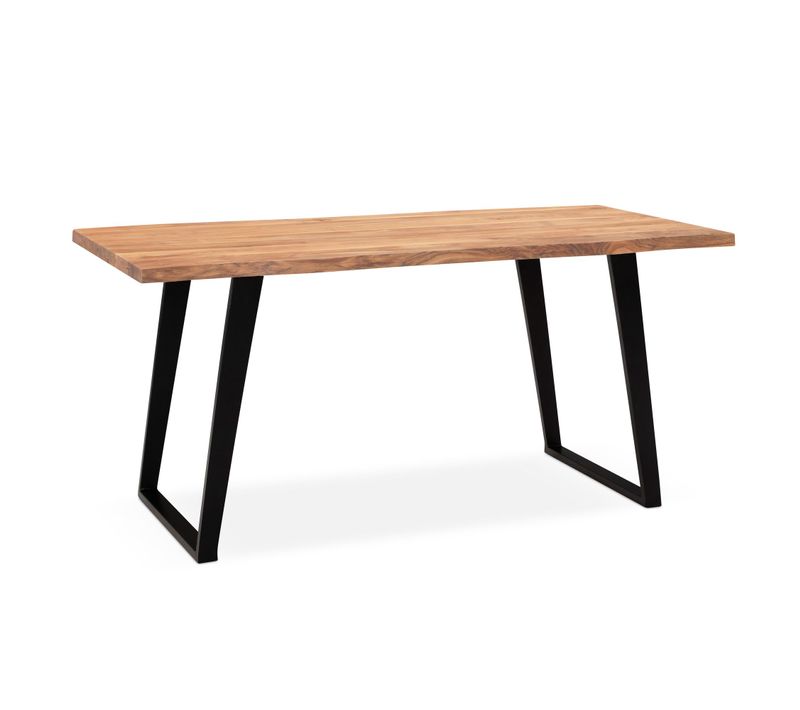 Table Salle à Manger Bois Massif D’acacia Métal Cuisine Bords Naturels 200x100 cm