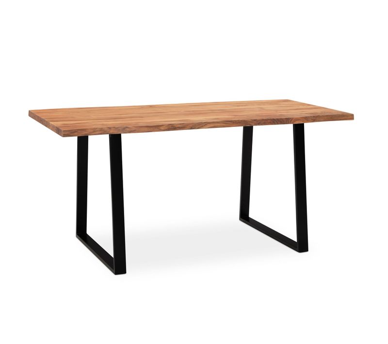 Bureau Bois Massif Acacia Métal Table D’ordinateur Bord Naturel Moderne
