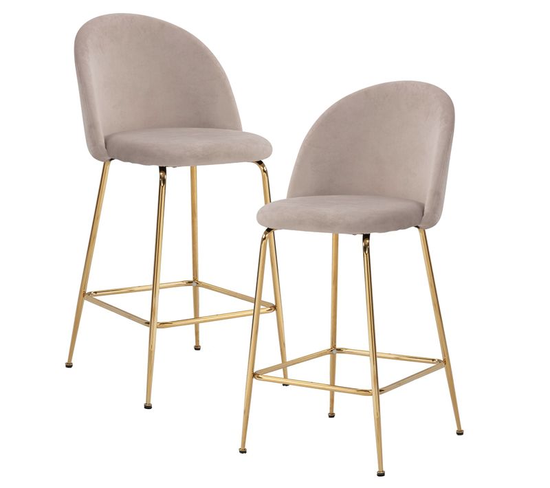 Tabouret De Bar Scandinave Lot De 2 Velours Métal Chaise De Bar Haute