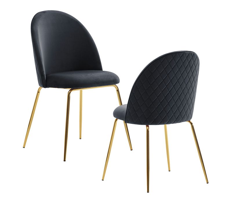 Ensemble De 2 Chaises De Salle à Manger Velours Chaises De Cuisine Tissu Noir