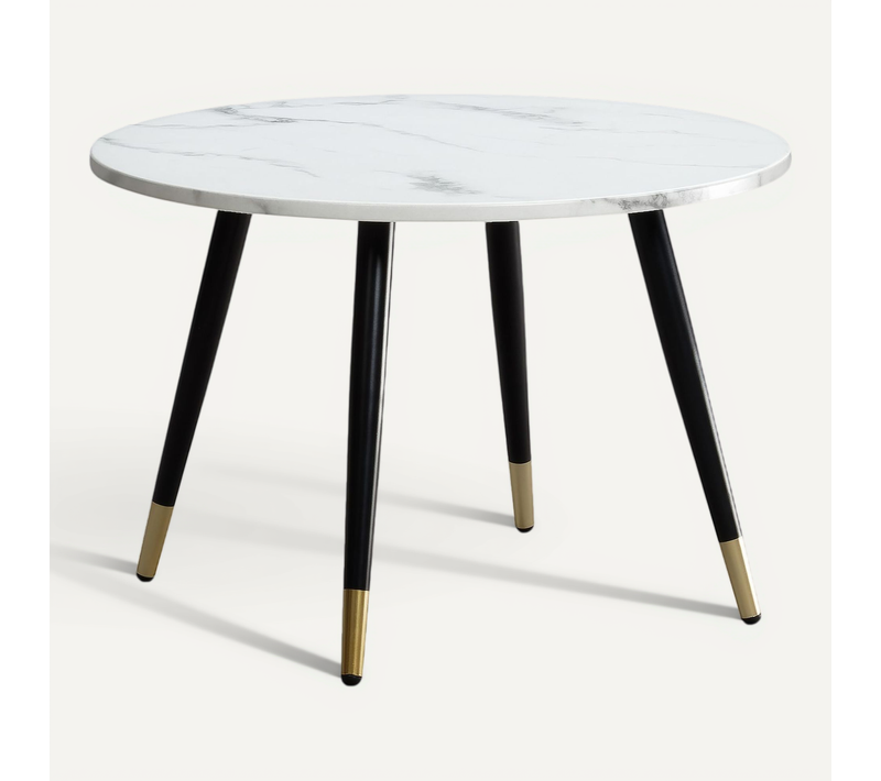Table Basse Café De Salon Canapé Aspect Marbre 60 Cm Ronde Moderne Blanc