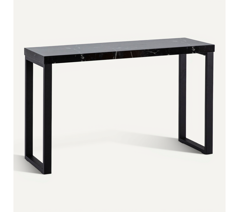 Table Console Aspect Marbre Noir 120 Cm Table D'ordinateur Table Couloir