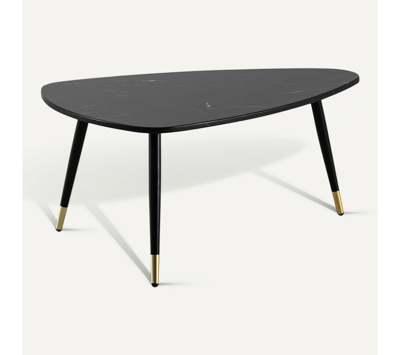 Table Basse 90x60x41 Cm Aspect Marbre Table De Salon Moderne Trépied Noir