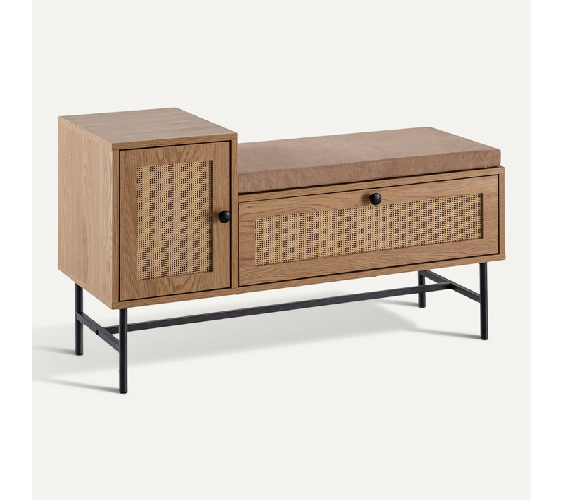 Banc De Rangement à Chaussure Entrée 100 Cm Étagère à Chaussures Chêne