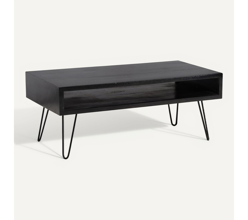 Table Basse Café Salon Canapé 100 Cm Bois Massif Rectangulaire Rangement
