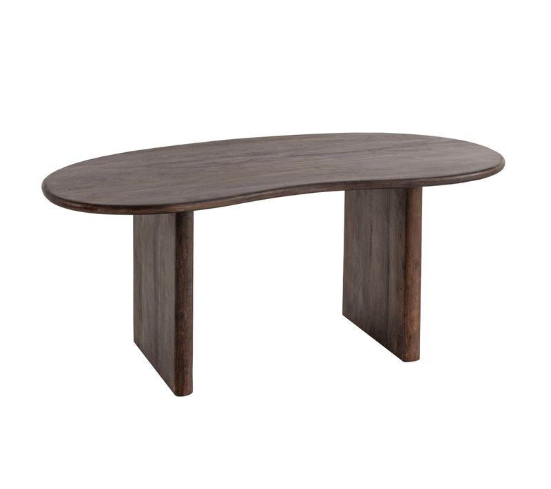 Table Salle à Manger 180 Cm Bois Massif D'acacia Forme De Reins Marron