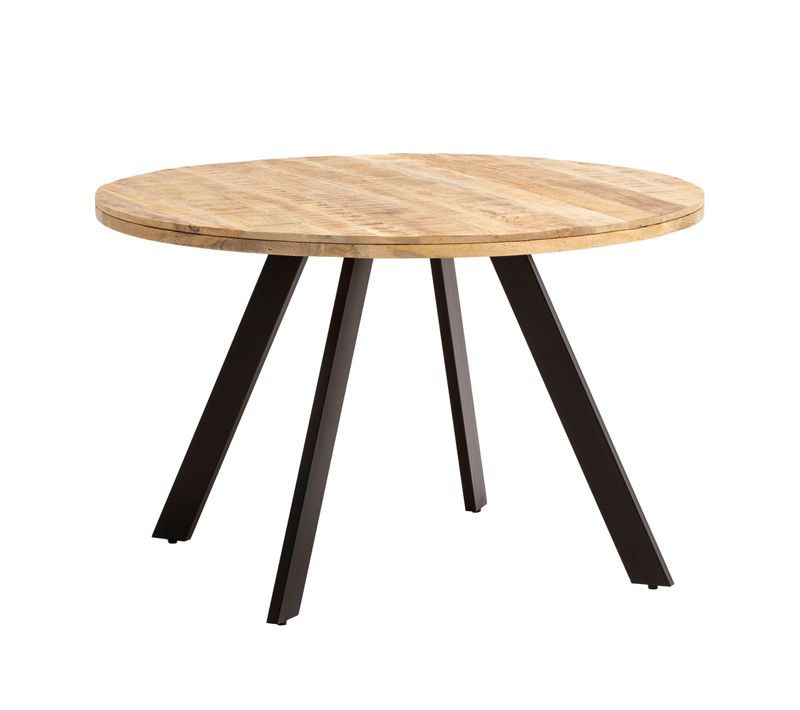 Table De Salle à Manger 120 Cm Bois Massif Métal Ronde Petite Cuisine