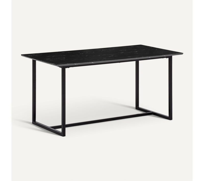 Table De Salle à Manger Noir Effet Marbre Grande Cuisine Rectangulaire 180 Cm