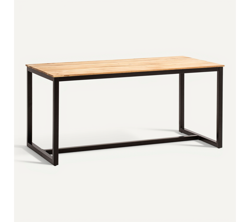 Table De Salle à Manger Bois Massif Métal Cuisine Grande Rectangulaire 160 Cm