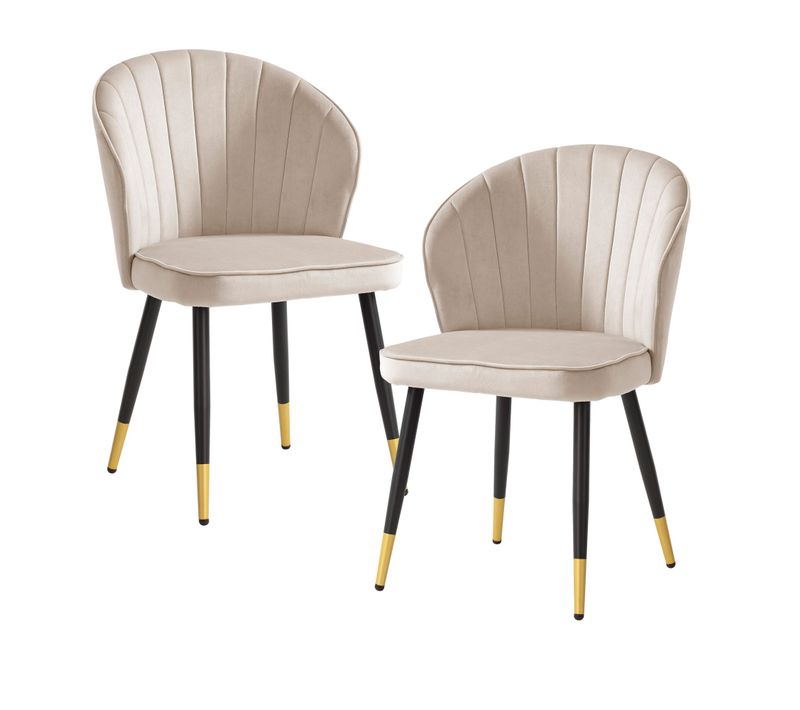 Lot De 2 Chaises De Salle à Manger Cuisine Velours Scandinave Coque