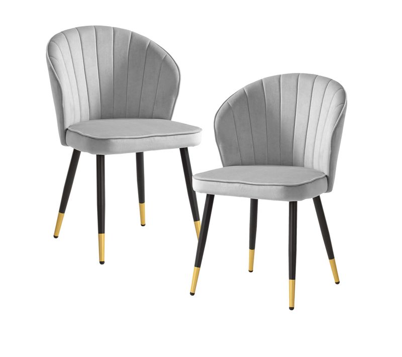 Lot De 2 Chaises De Salle à Manger Cuisine Velours Scandinave Coque Gris