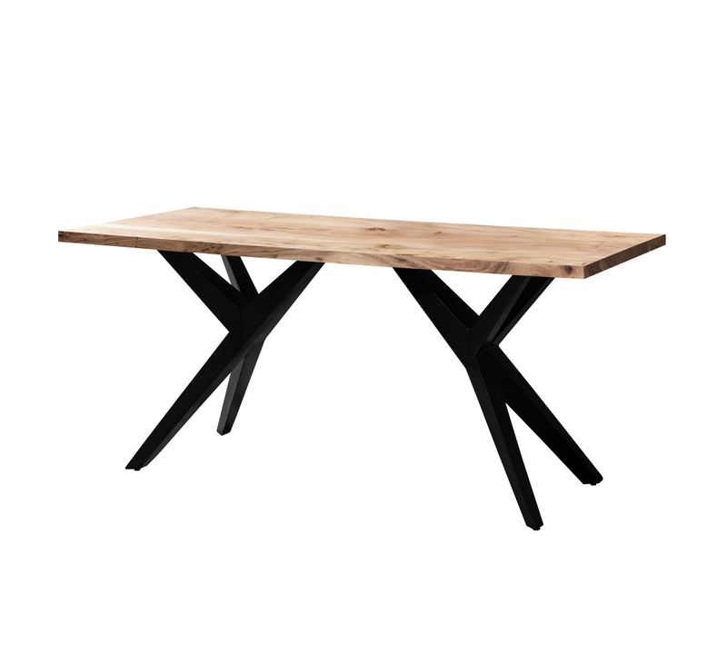 Table De Salle à Manger Cuisine Bois Massif Métal Grande Industriel 180 Cm