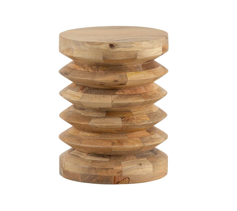 Table D’appoint Haute De Salon Bois Massif D. 35 Cm Ronde Moderne Marron