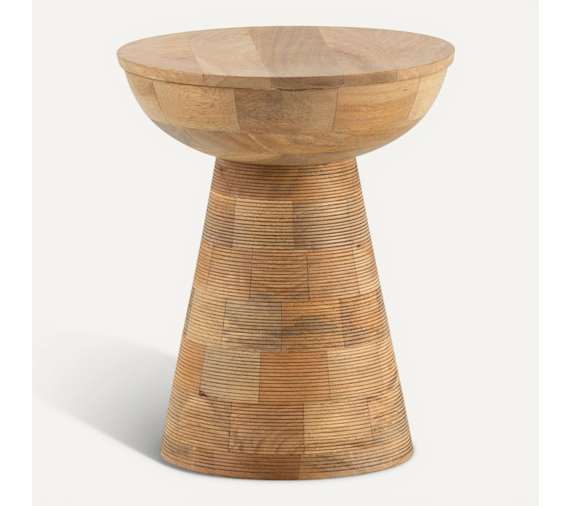 Bout de canapé Haute De Salon Bois Massif Ø 37 Cm Ronde Moderne Marron