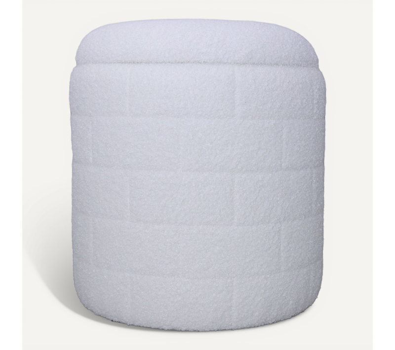 Tabouret Coffre Blanc 40x40x45 Cm Tissu Rembourré Salon Moderne Rond