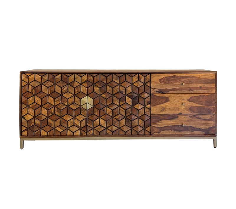 Buffet Bois Sheesham 180 Cm 4 Portes 3 Tiroirs Design Moderne Salon