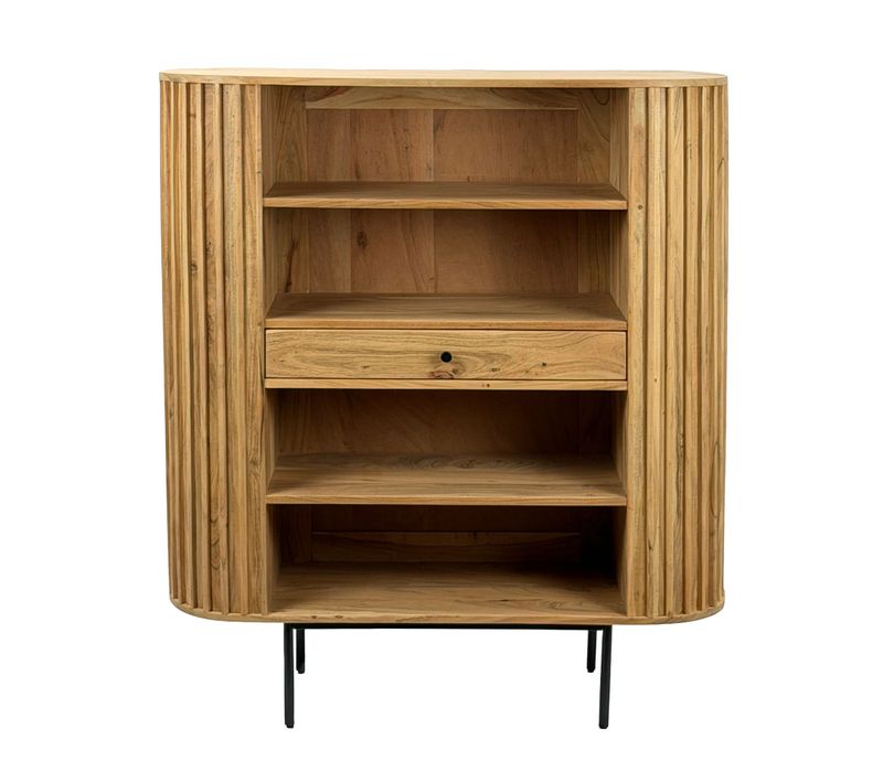 Étagère à Livres Marron En Bois Massif Avec Tiroir Étagère De Salon Moderne Petite Armoire
