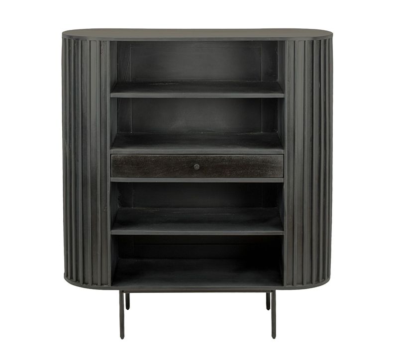 Étagère à Livres Noir En Bois Massif Avec Tiroir Étagère De Salon Moderne Petite Armoire