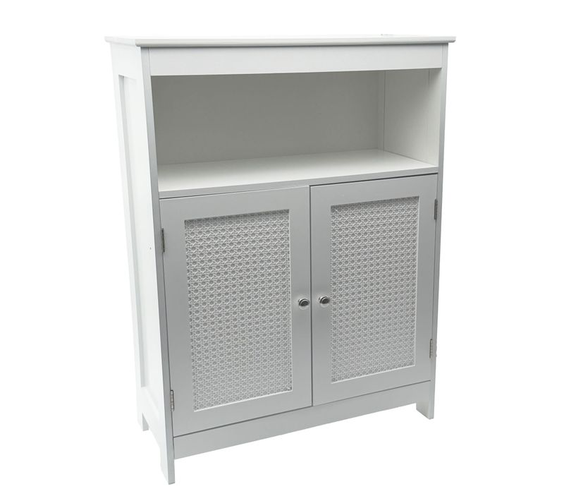 Étagère Sur Pied Blanche Portes Cannage Étagère De Rangement Armoire Commode
